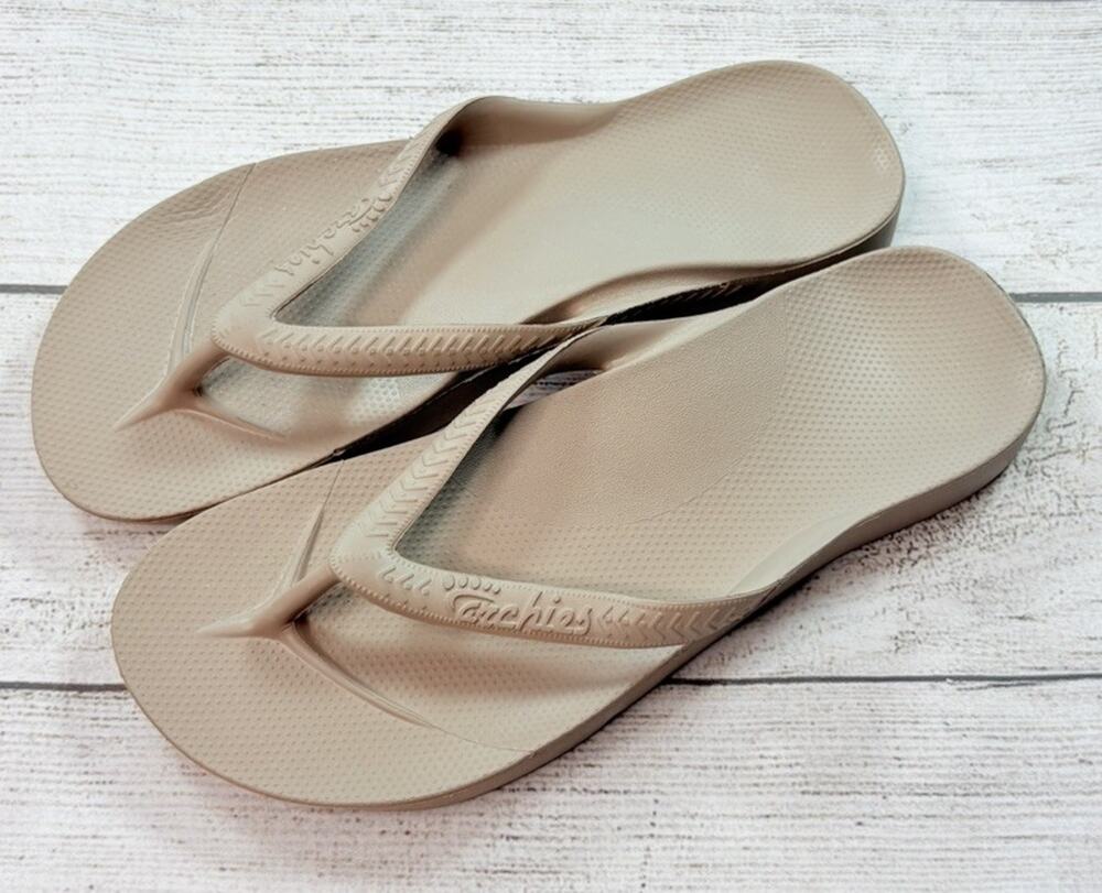 Archies Unisex Flip Flop Sandals Arch Support Comfort Taupe Women’s-8 Men's-7
